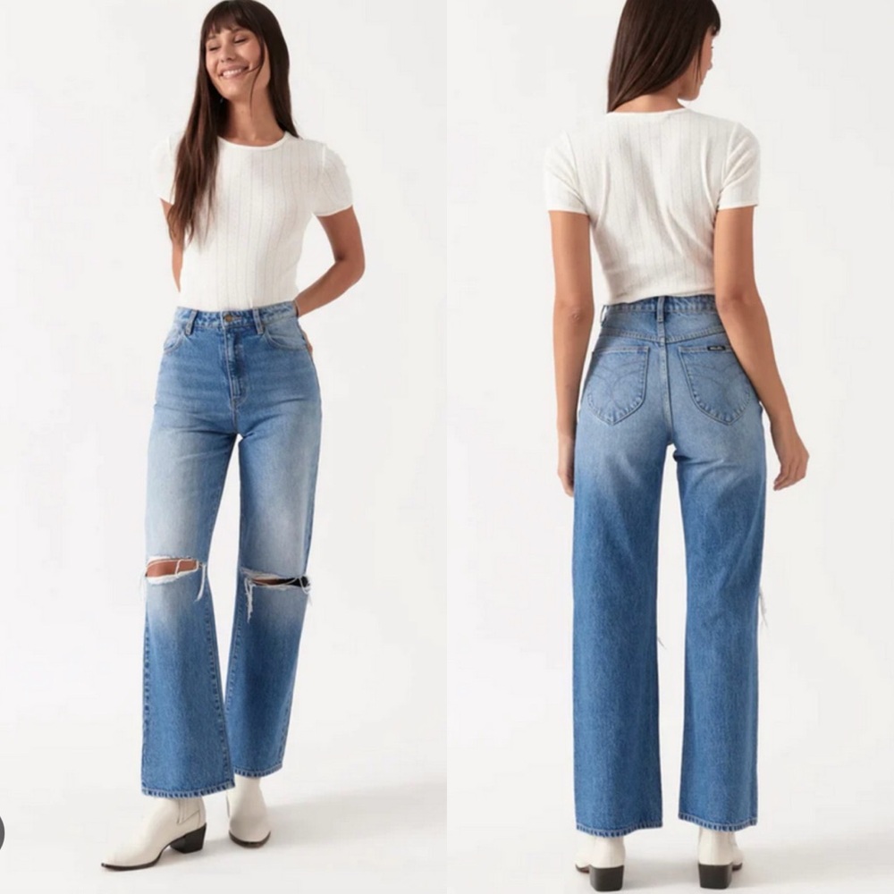 ROLLA’S Heidi Distressed High Rise Loose Straight Jeans Size 27